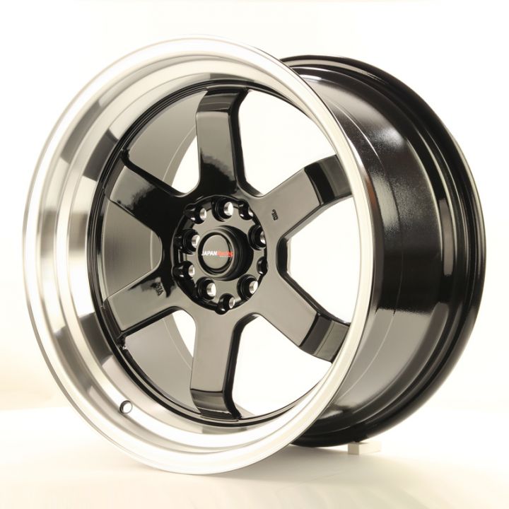 SALE - Japan Racing Wheels - JR-12 Glossy Black Polished Lip (17x9 Zoll)